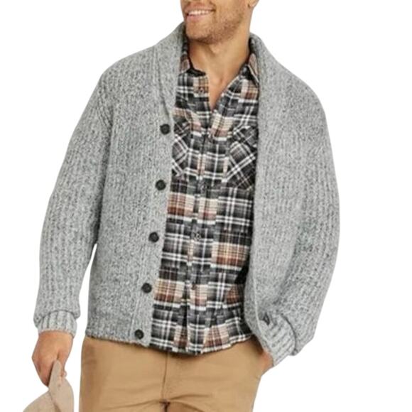 GOODFELLOW & CO Gray Chunky Shawl Collared Cardigan Size Large New w/ Tag - Picture 1 of 10